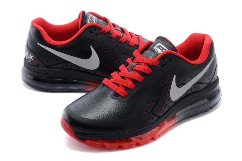 nike air max 2014 cuir chaussures de course hommes noir rouge (5)